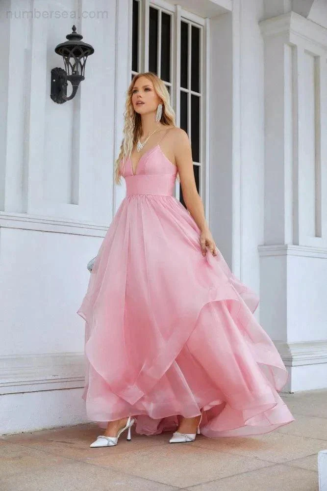 Ladies Organza V Neck Corset Puffy Floor Length Bridesmaid Evening Dress Beach Wedding Evening Dress 28100 - Image 4