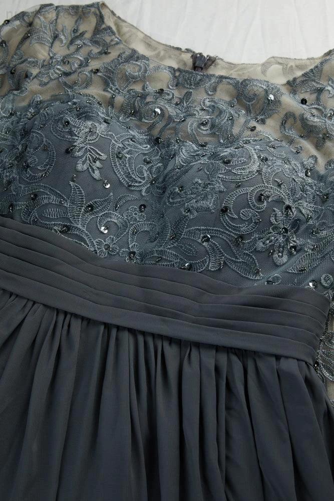 Ladies Round Neck Long Sleeve Lace Chiffon Bridesmaid Evening Dress Prom Wedding Evening Dress SY28114 - Image 5