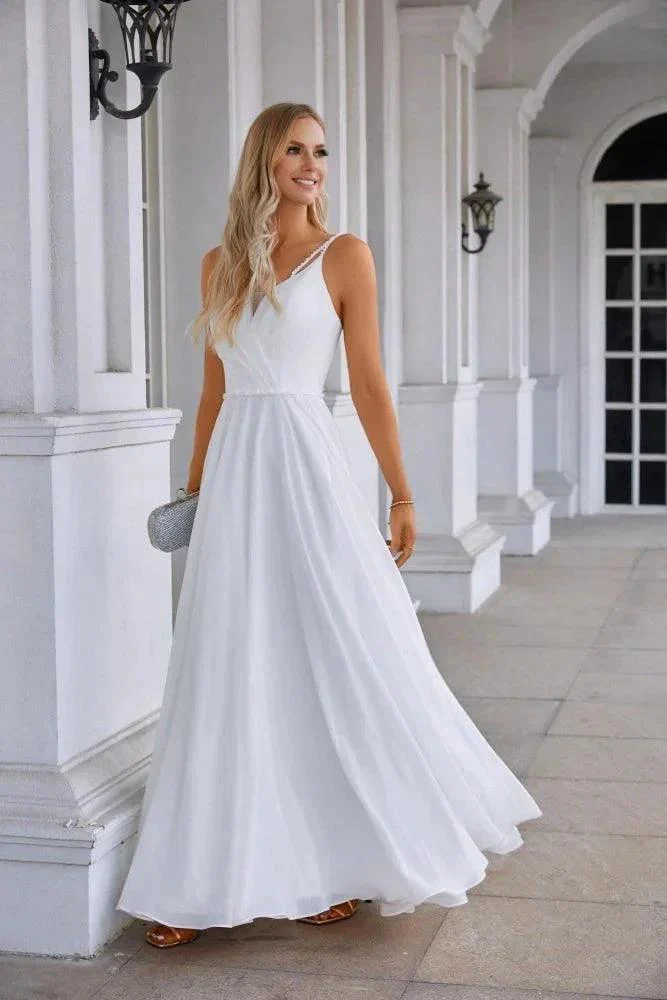Ladies Spaghetti Strap Belt Chiffon Bridesmaid Evening Dress Prom Wedding Party Evening Dress 28134 - Image 3