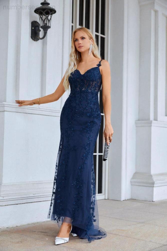 Numbersea Ladies Spaghetti Strap Embroidery Front Slit Length Bridesmaid Evening Dress Party Wedding Beach Dress 28092 - Image 2