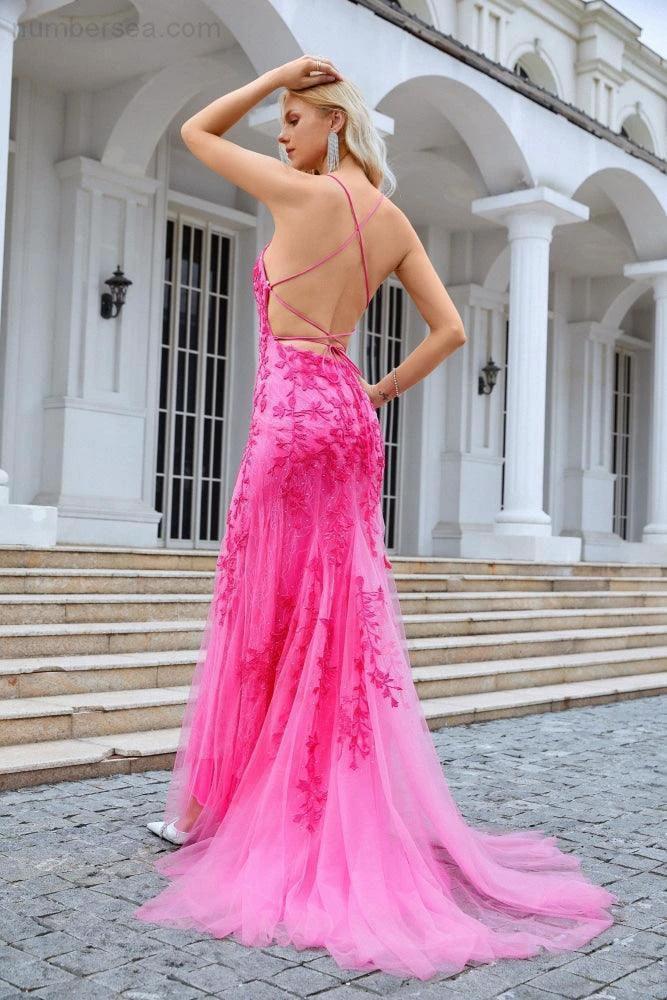 Ladies Spaghetti Strap Sequin V Neck Mermaid Long Bridesmaid Dress Prom Wedding Party Evening Dress 28086 - Image 2