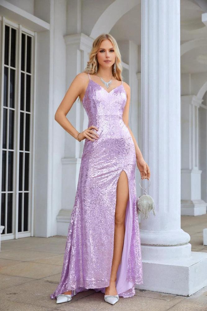 Ladies Spaghetti Strap Sequined Mermaid Long Bridesmaid Dresses Prom Wedding Party Evening Dresses 28083 - Image 2