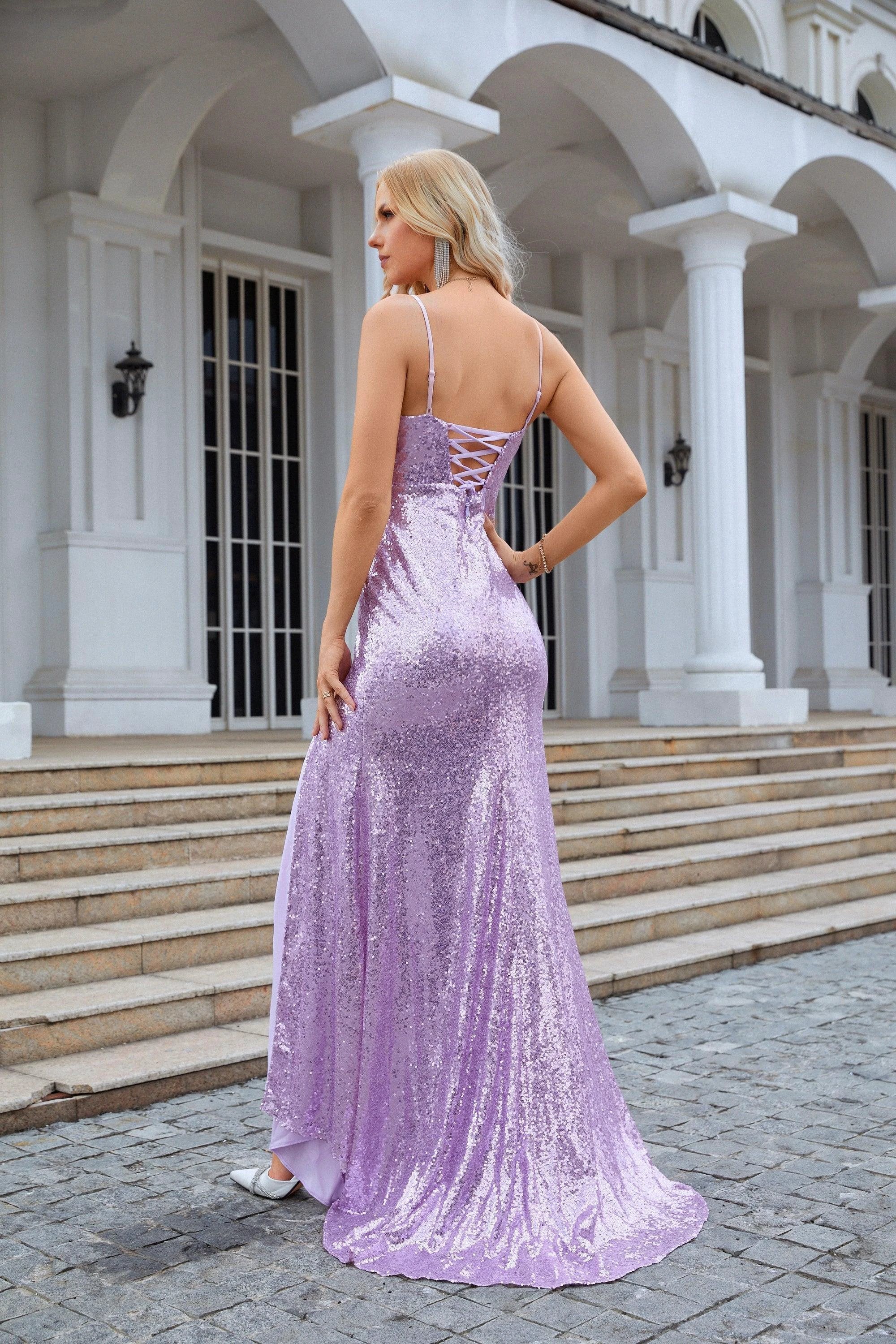 Ladies Spaghetti Strap Sequined Mermaid Long Bridesmaid Dresses Prom Wedding Party Evening Dresses 28083 - Image 3
