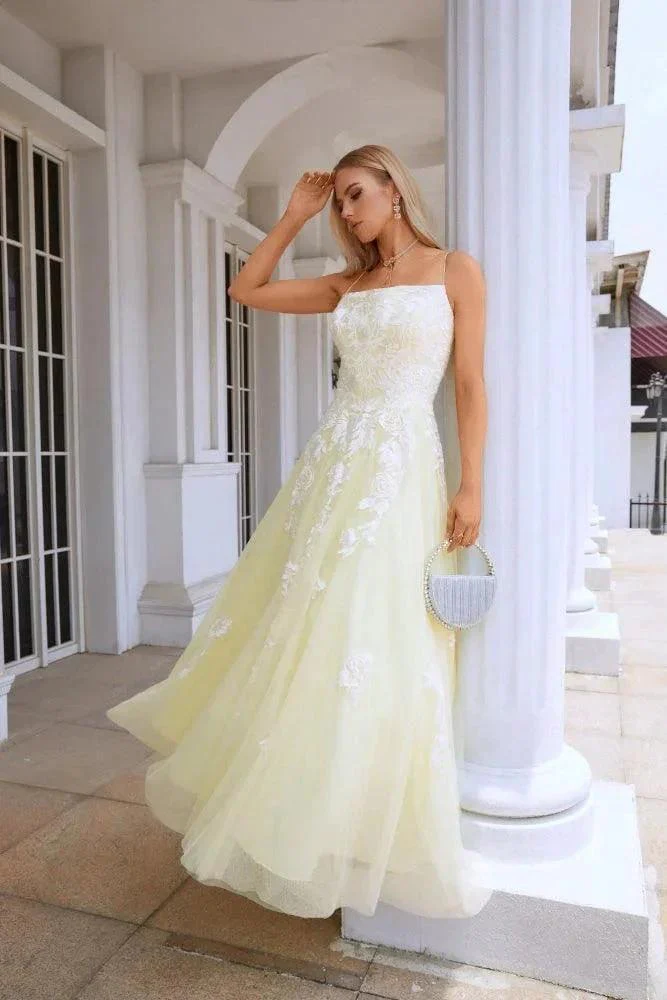 Ladies Spaghetti Strap V Neck Tulle Lace Floor Length Homecoming Dress Prom Wedding Evening Dress 28112 - Image 2