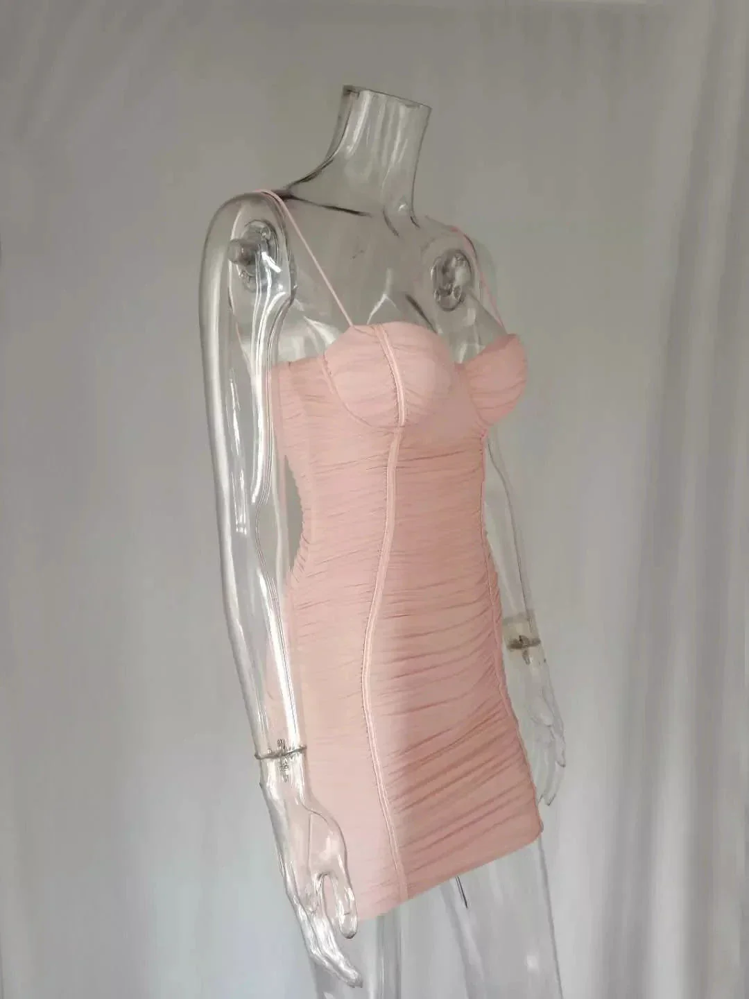 Ladies Summer Clothing Dress Sexy Shoulder Strap Skinny Club Party New Pink Dress Casual Dress Mini Homecoming Dress Y950 - Image 3