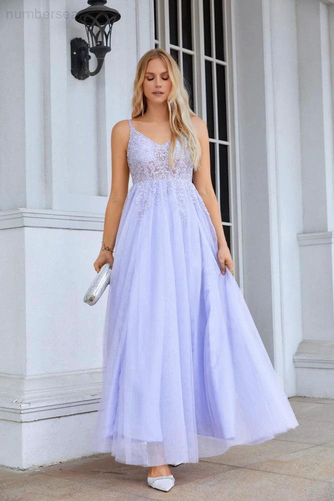 Ladies V Neck Chiffon Lace Spaghetti Strap Bridesmaid Dress Wedding Party Beach Evening Dress 28090 - Image 3