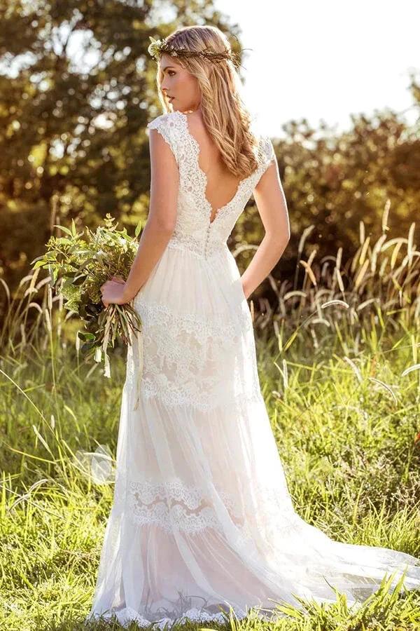 Latest Long A-line Sweetheart Empire Waist Lace Tulle Wedding Dress - Image 2