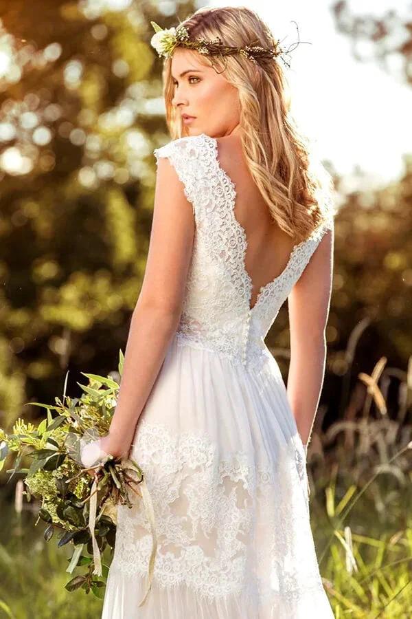 Latest Long A-line Sweetheart Empire Waist Lace Tulle Wedding Dress - Image 3
