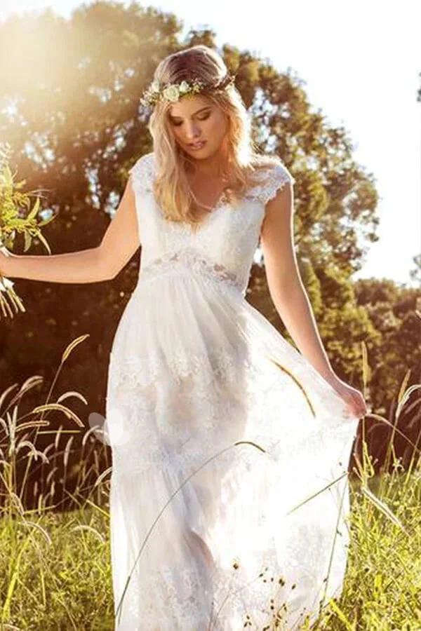 Latest Long A-line Sweetheart Empire Waist Lace Tulle Wedding Dress - Image 4