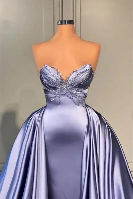 Lavender Long Glitter A-line Sleeveless Prom Dress With Beads - Image 2