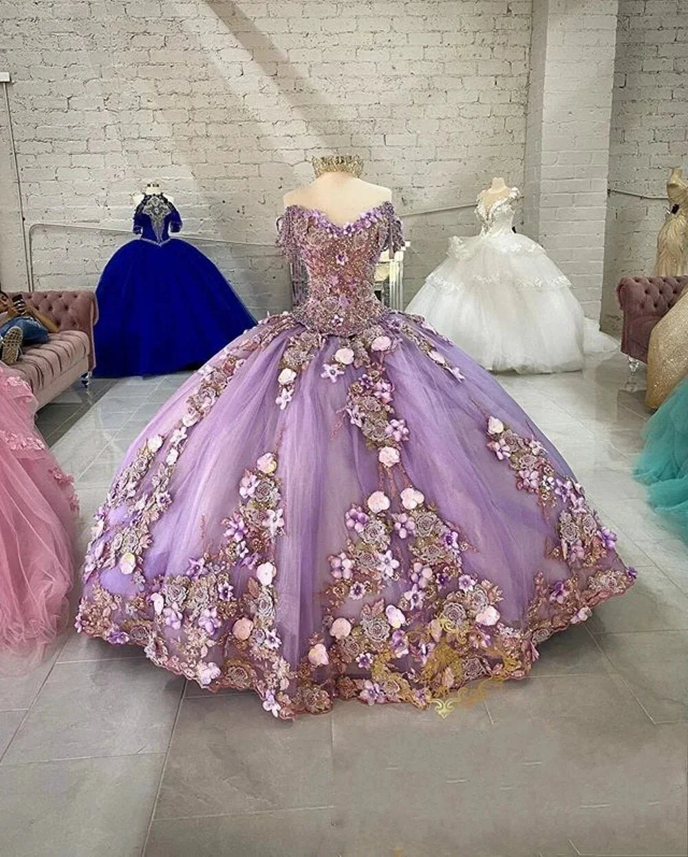 Lavender Off Shoulder Beads Quinceanera Dresses Ball Gown Sweet 16 Year Princess Dresses S26700 - Image 2