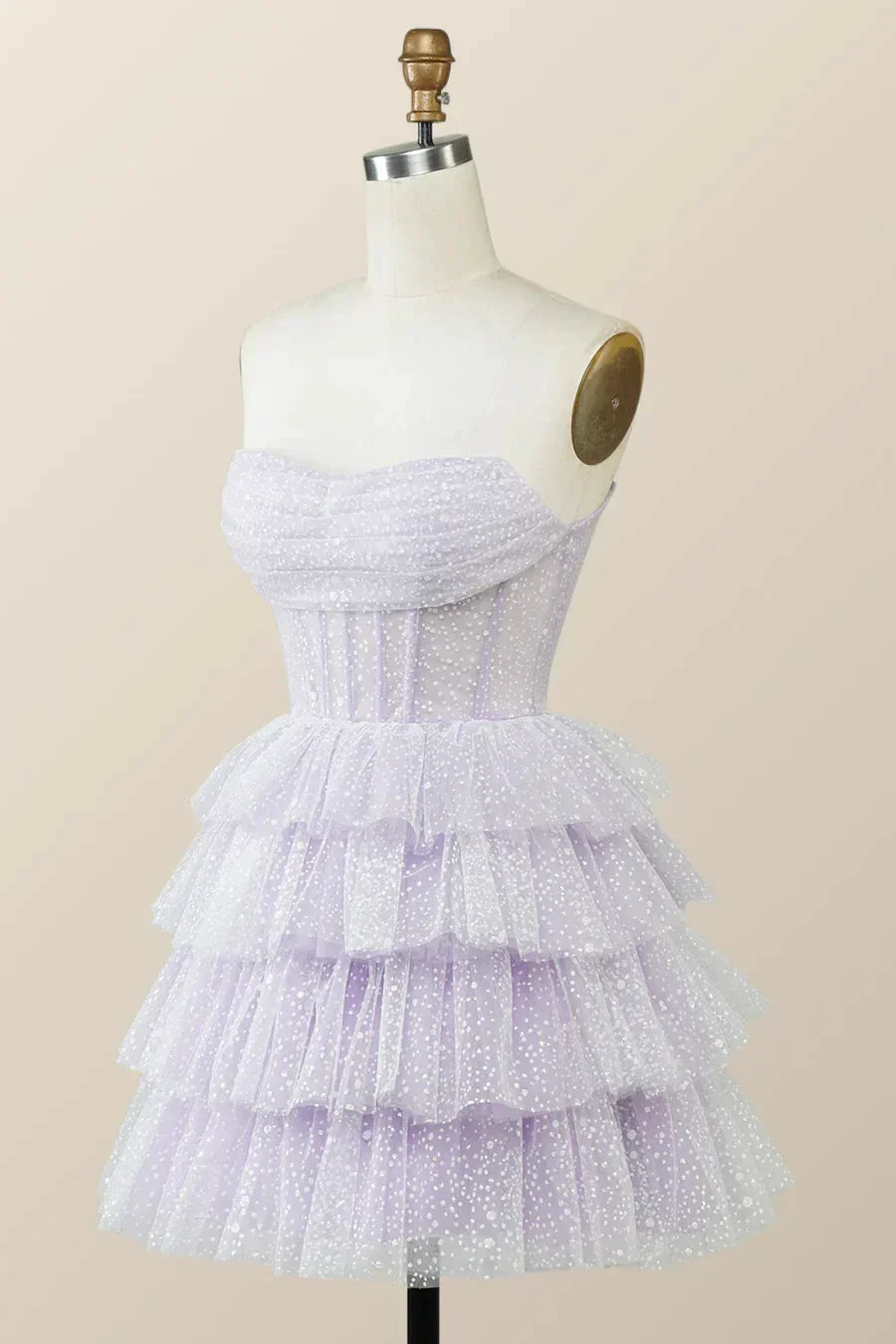 Lavender Strapless Cowl Neck Short A-line Homecoming Dress Y2780 - Image 2