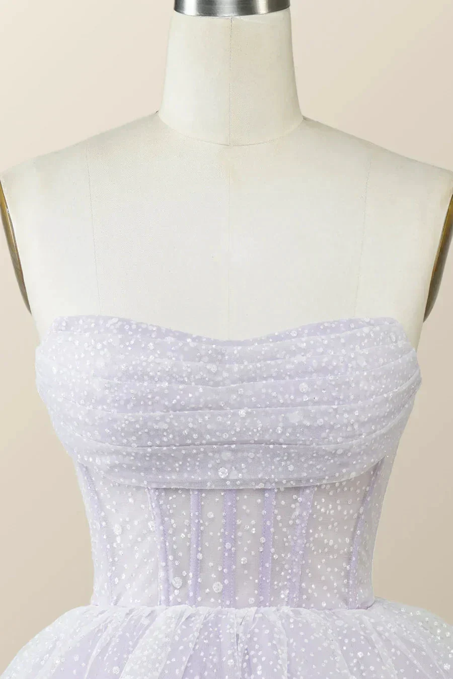 Lavender Strapless Cowl Neck Short A-line Homecoming Dress Y2780 - Image 3