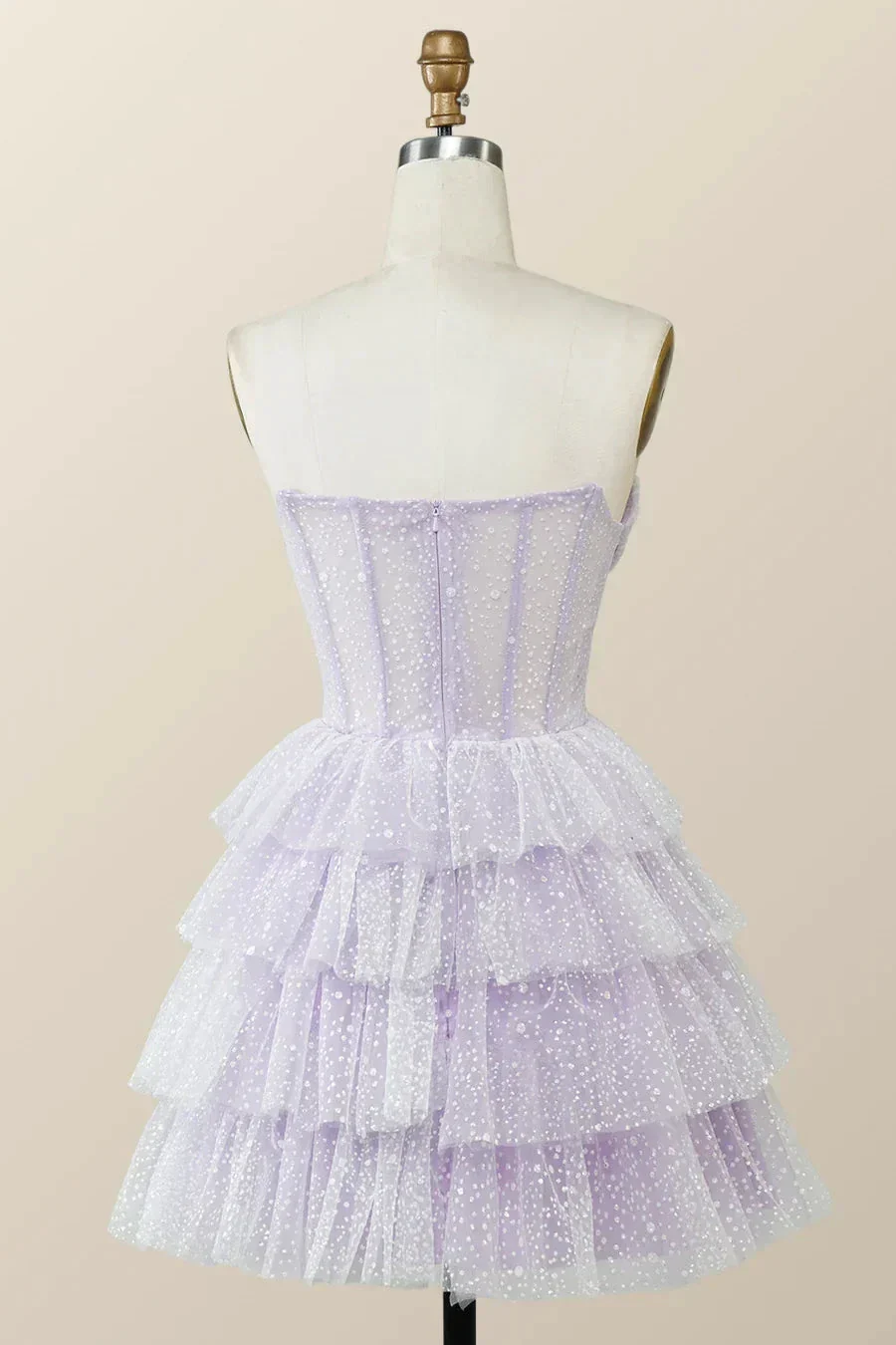 Lavender Strapless Cowl Neck Short A-line Homecoming Dress Y2780 - Image 4
