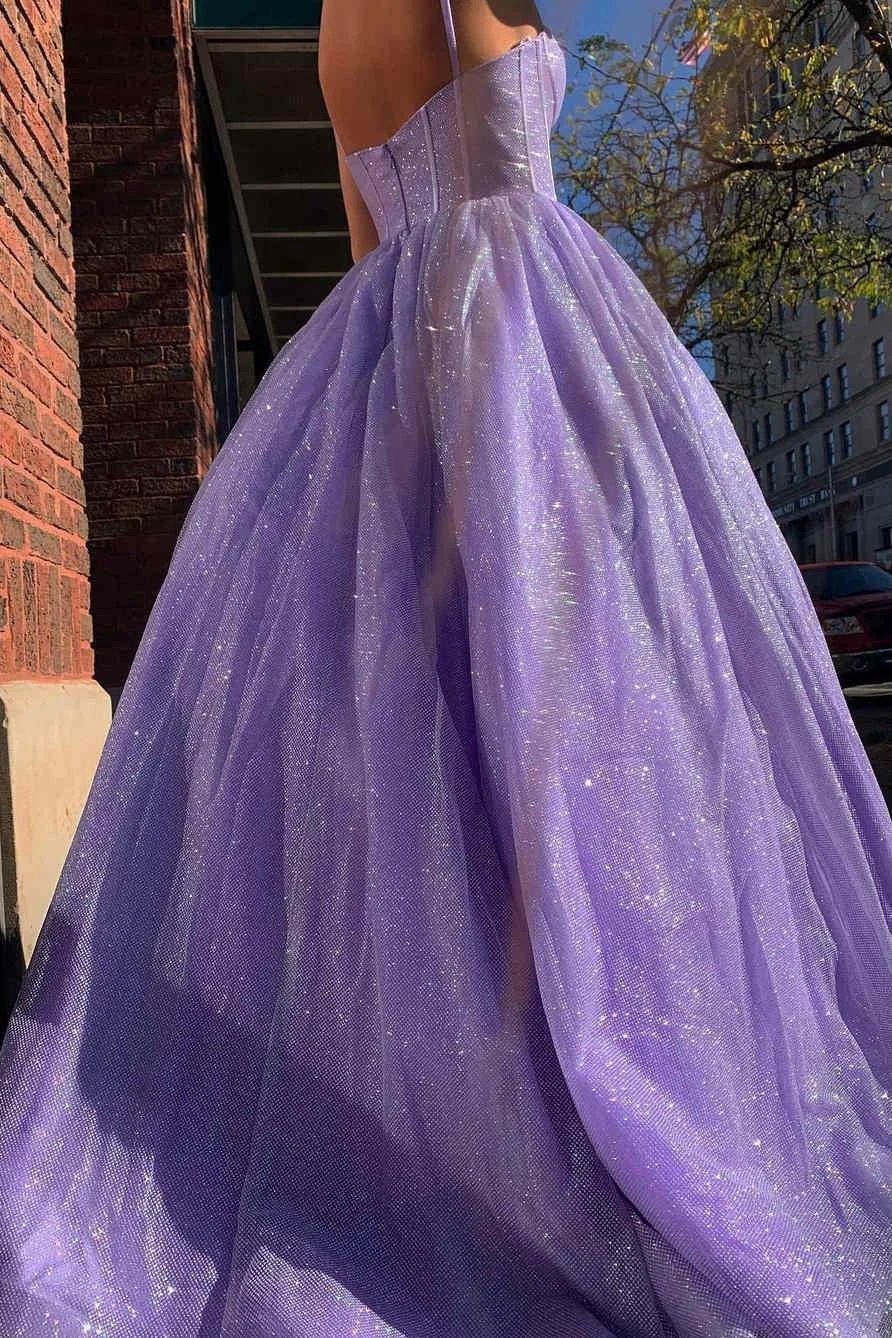 Lavender Straps Long Formal Dress SYP85 - Image 4