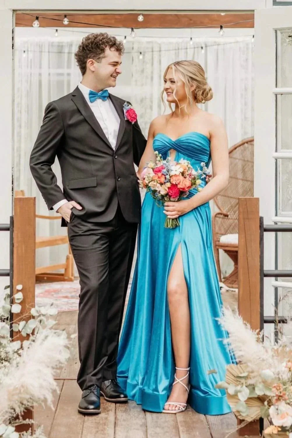 Leif |  A Line Sweetheart Royal Blue Keyhole Long Prom Dress - Image 3