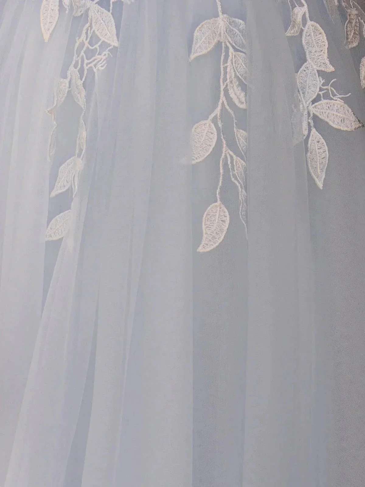 Cynthia | Light Blue V Neck Lace-Up Appliques Tulle Long Prom Dress - Image 6