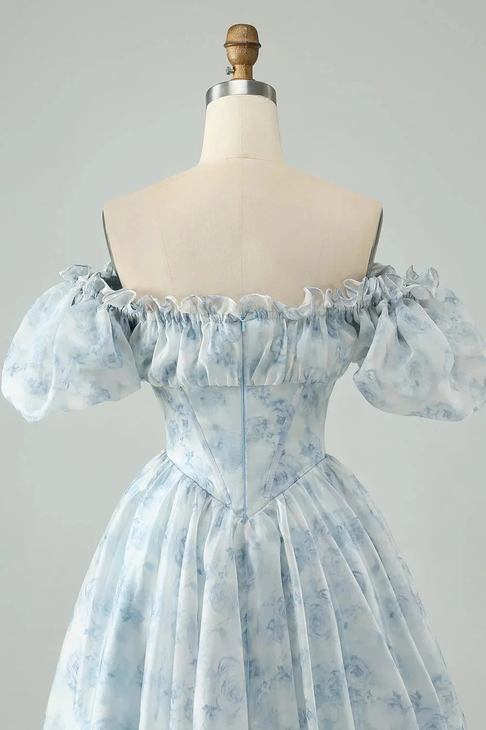 Cute Light Green A Line Square Neck Floral Short Homecoming Dress with Ruffles - Image 10