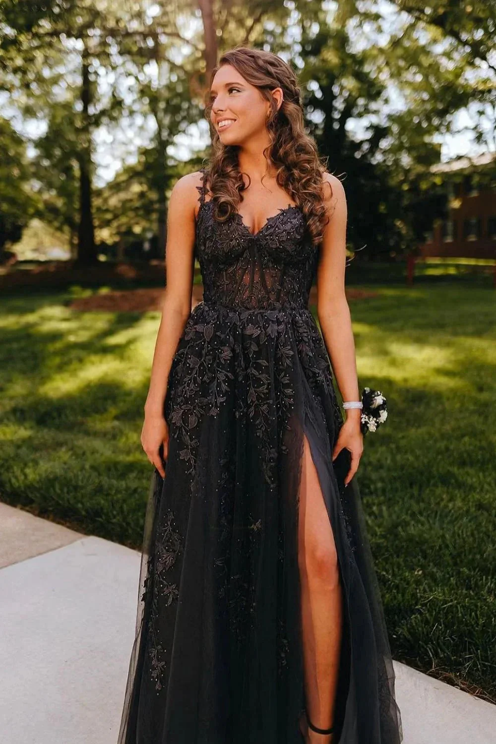 Mariana |A-line Sweetheart Lace Tulle Prom Dress with Slit - Image 7