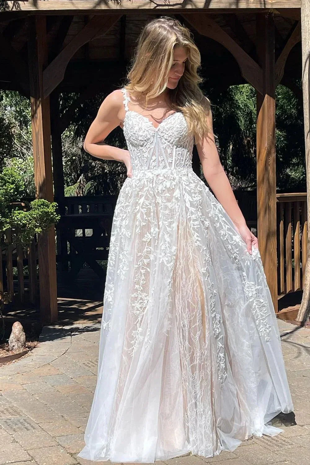 Mariana |A-line Sweetheart Lace Tulle Prom Dress with Slit - Image 8