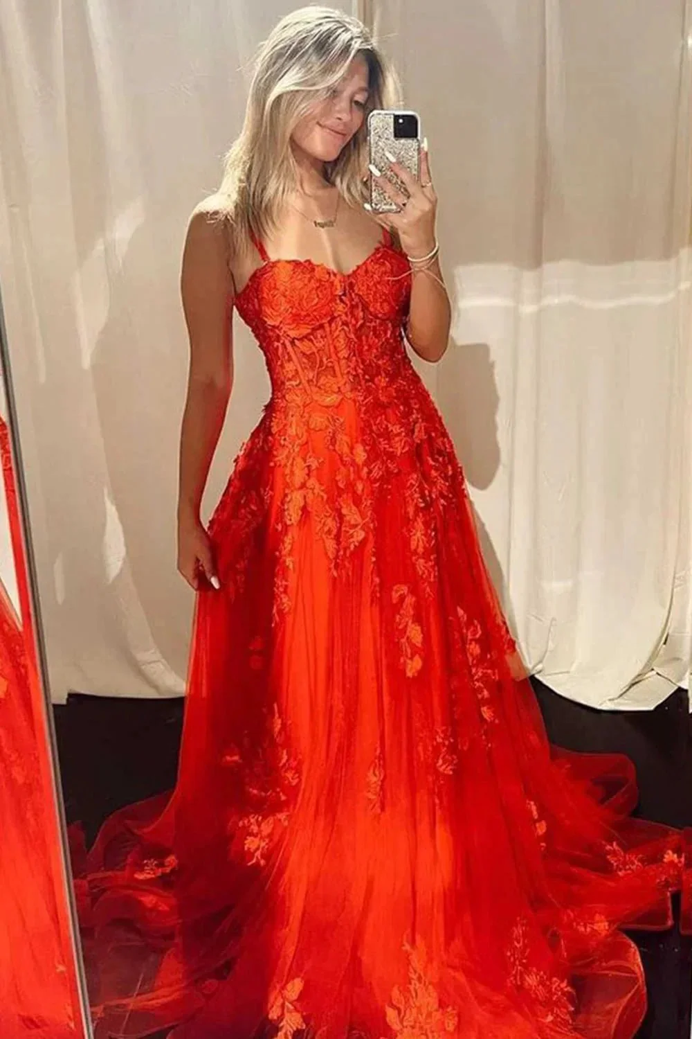 Mariana |A-line Sweetheart Lace Tulle Prom Dress with Slit - Image 9