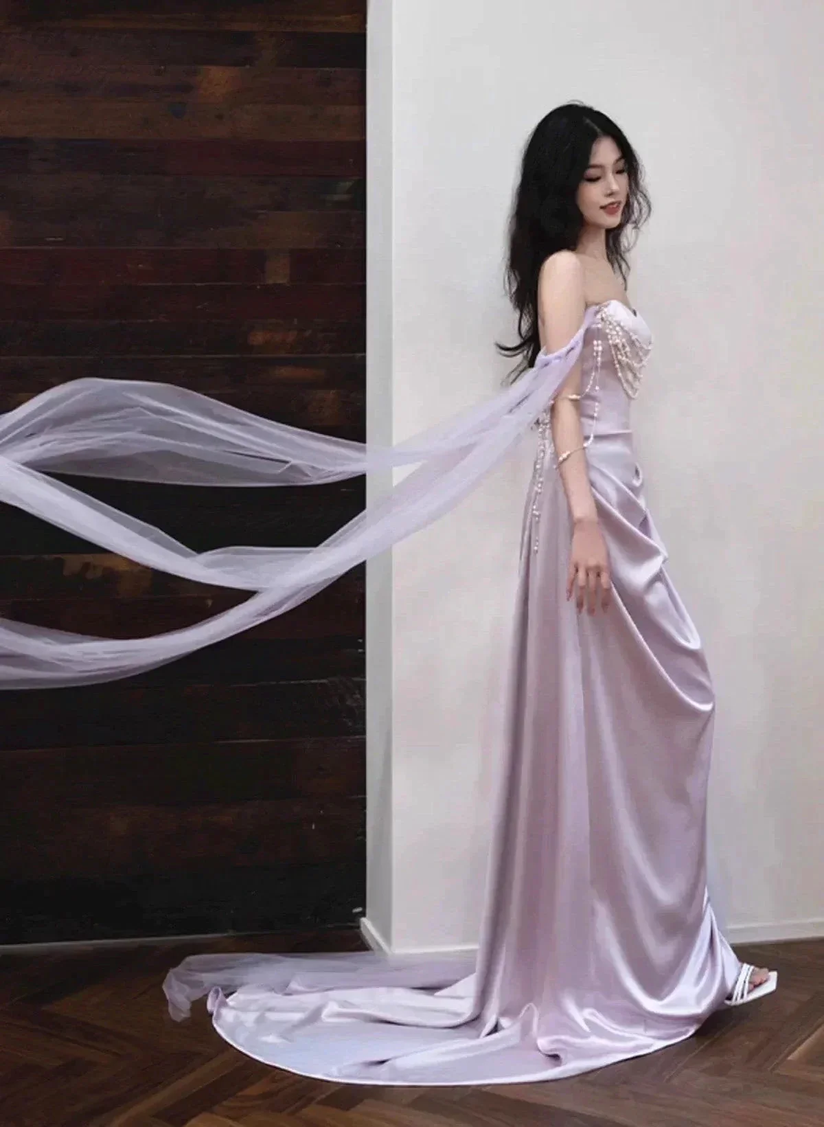 Light Purple Satin Long Evening Dress Sweetheart Prom Dress Y8312 - Image 2