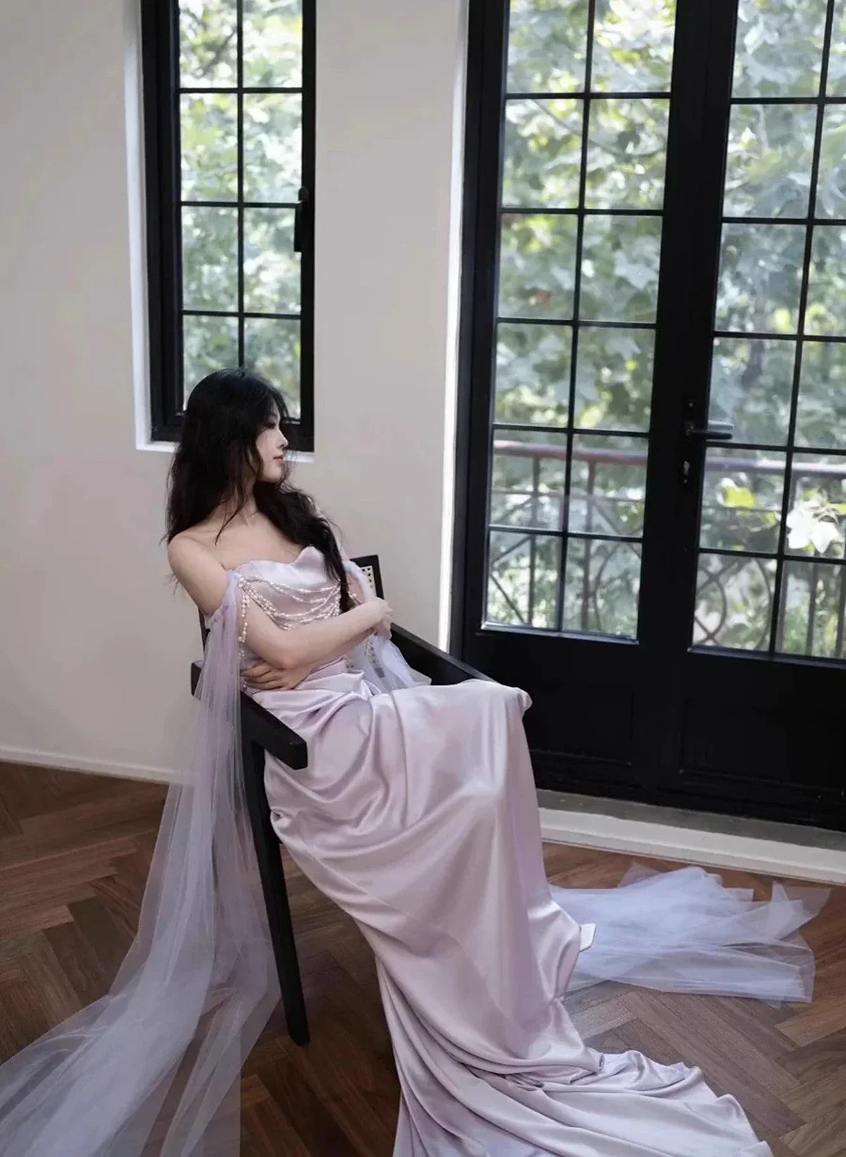 Light Purple Satin Long Evening Dress Sweetheart Prom Dress Y8312 - Image 4