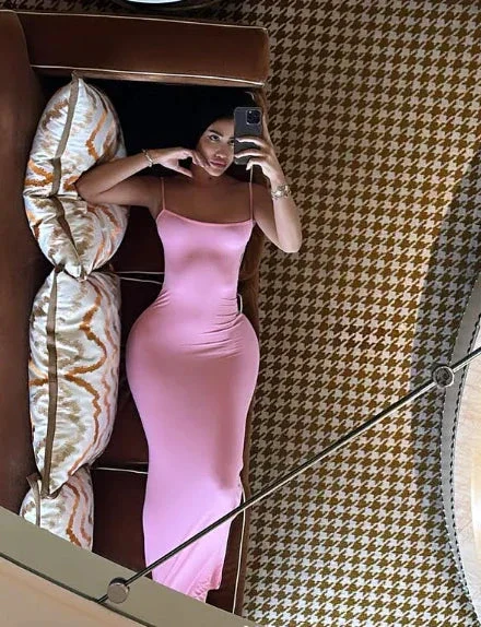 Light Skims Pink Bodycon Dress,Sexy Light Pink Evening Dress,Light Pink Maxi Dress Y4094 - Image 3