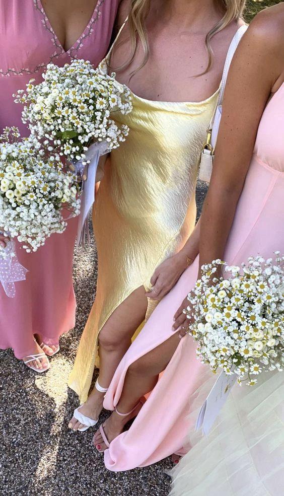 Yellow Simple Prom Dress With Split,Sexy Evening Dress Y1616 - Image 2