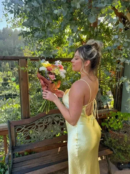 Yellow Simple Prom Dress With Split,Sexy Evening Dress Y1616 - Image 3