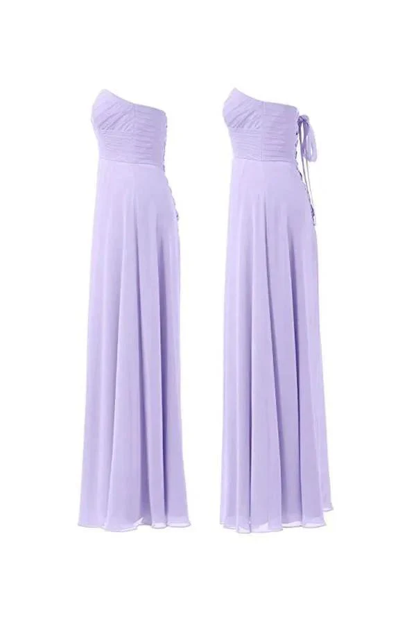 Lilac Chiffon Bridesmaid Dress Floor Length Prom Evening Gown BD005 - Image 2