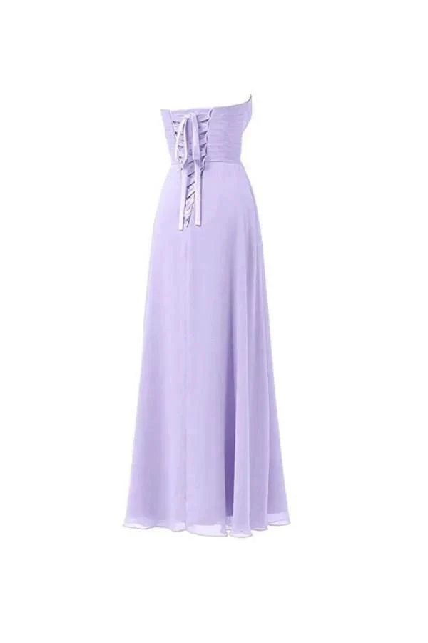 Lilac Chiffon Bridesmaid Dress Floor Length Prom Evening Gown BD005 - Image 3
