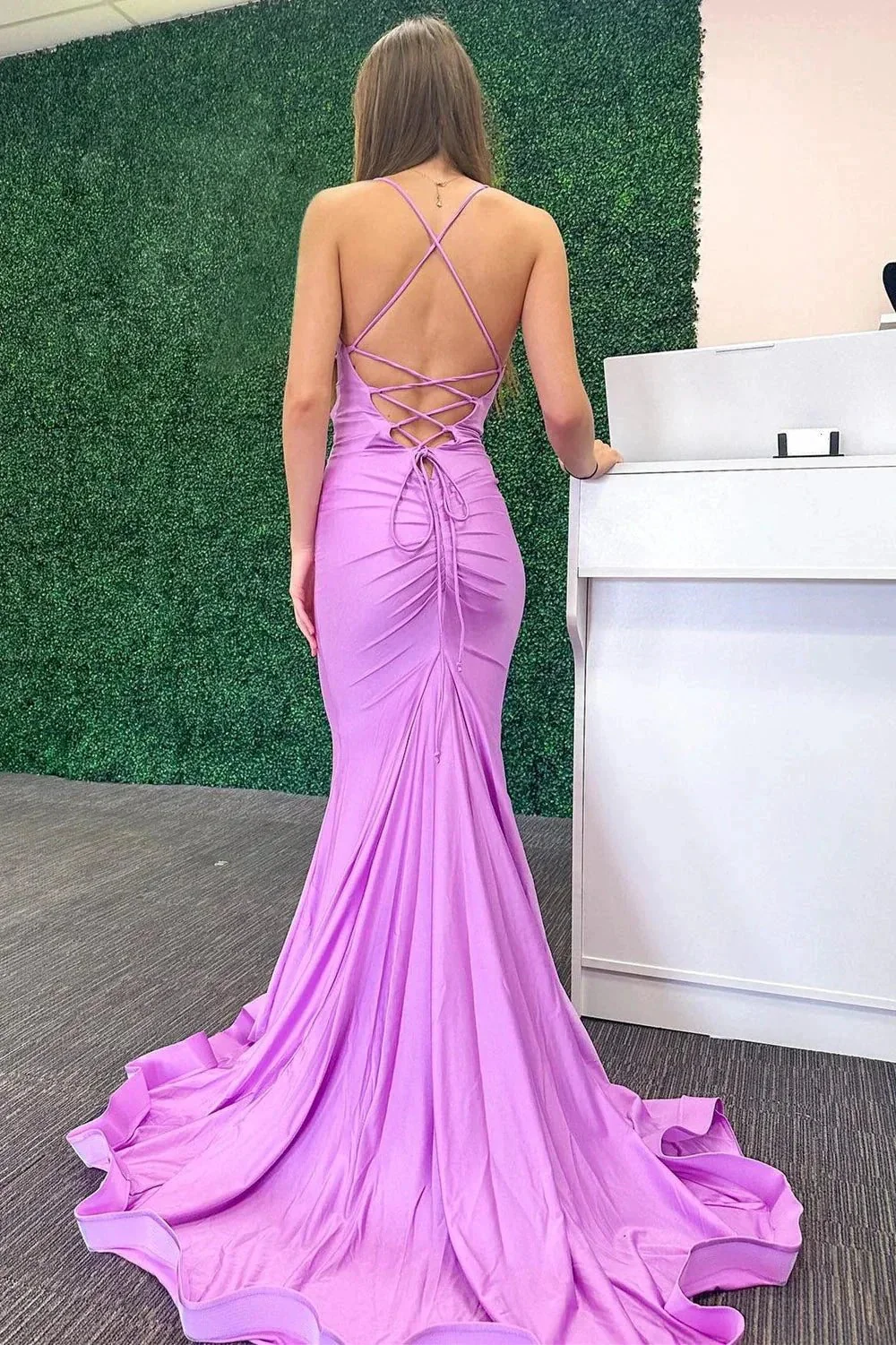 Adaline | Mermaid Cowl Neck Jersey Long Prom Dress - Image 2