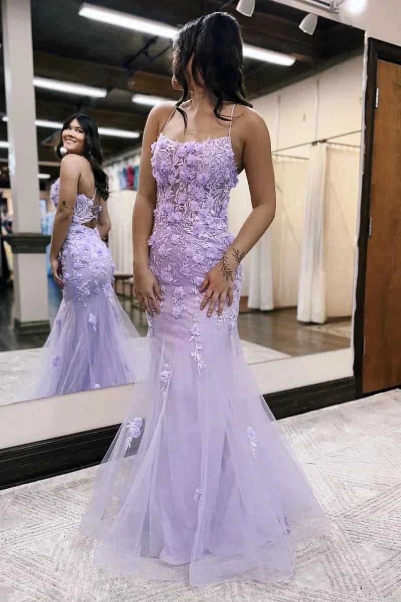 Armani |Lilac Mermaid Scoop Neck Prom Dress with Appliques - Image 2