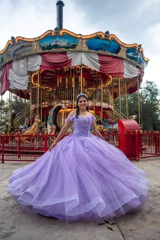 Lilac Tulle Appliques Quinceanera Dress Ball Gown Sweet 16 Dress Y6243 - Image 2