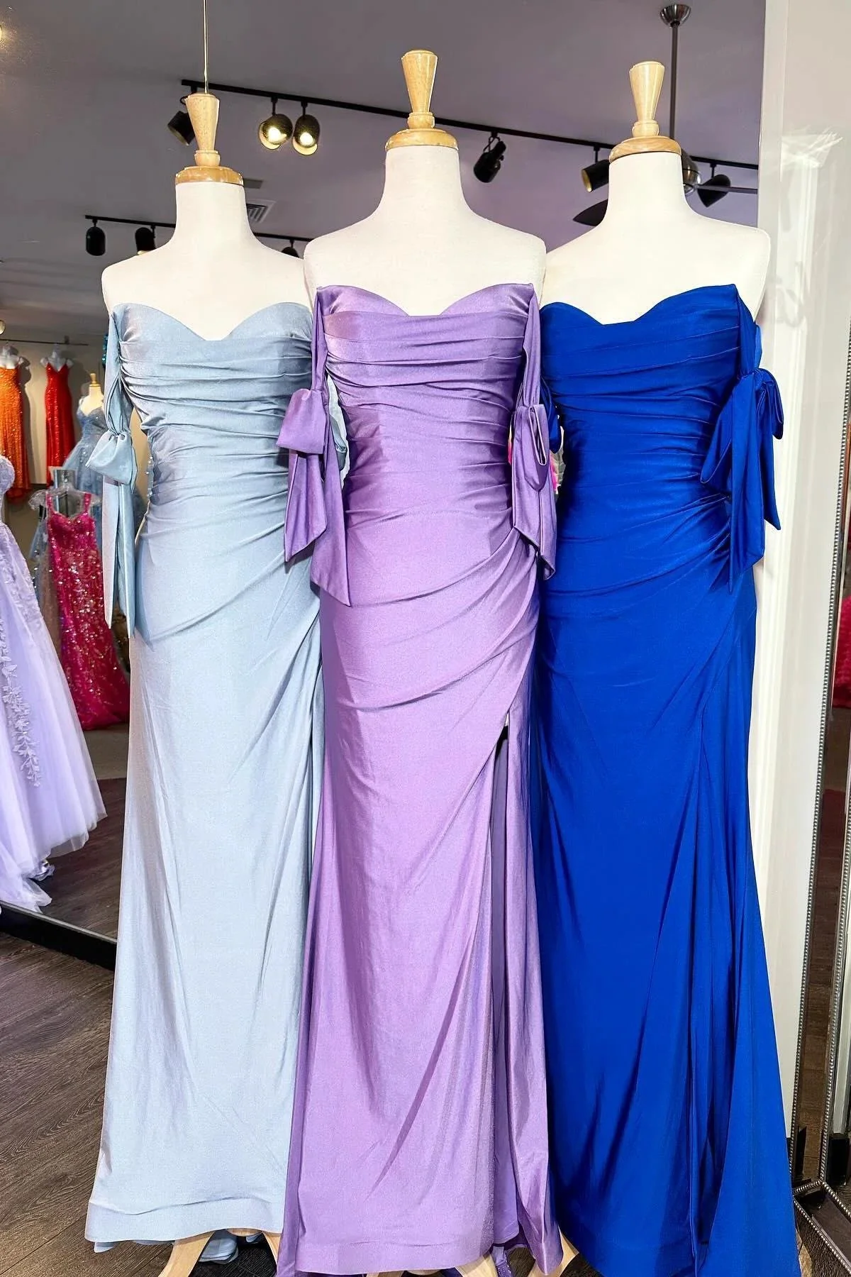 Lincoln | Off the Shoulder Lemon Green Ruched Mermaid Long Formal Dress - Image 4