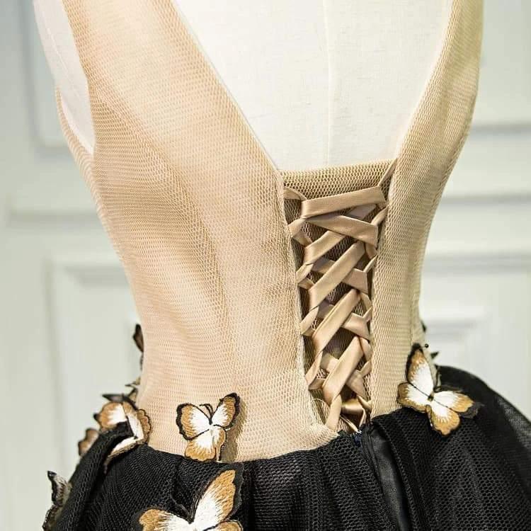 Little Black Homecoming Dress Butterfly V-neck Short Prom Dress PD397 - Image 5