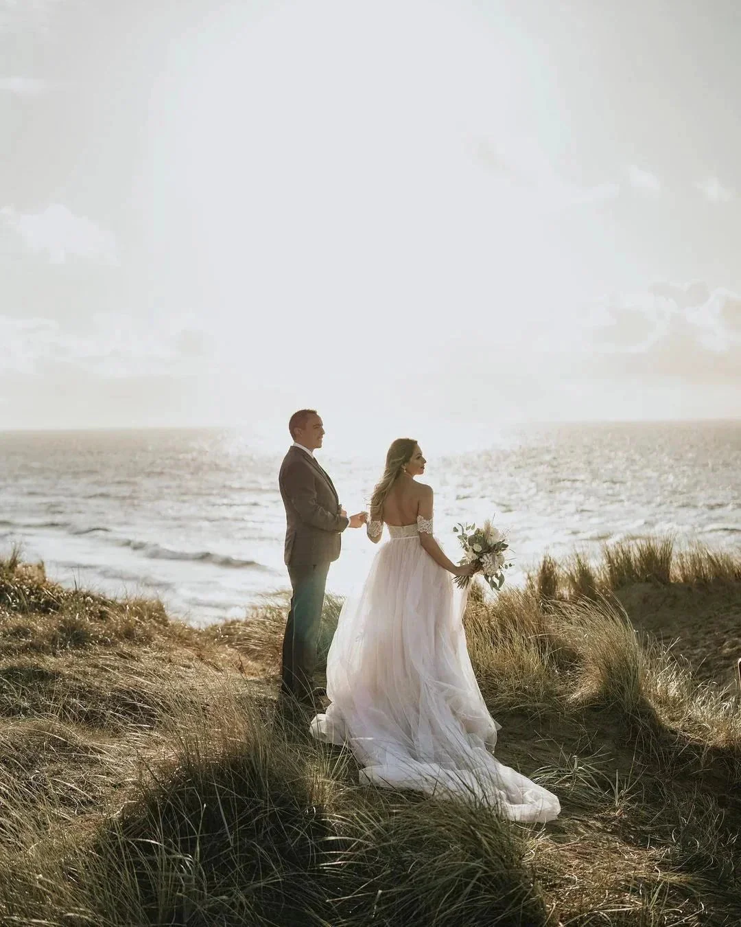 Long A-Line Off-the-Shoulder Backless Appliques Lace Tulle Wedding Dress - Image 4