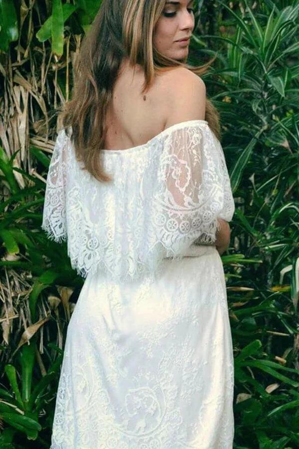 Long A-line Off-the-shoulder Tulle Lace Wedding Dress - Image 3