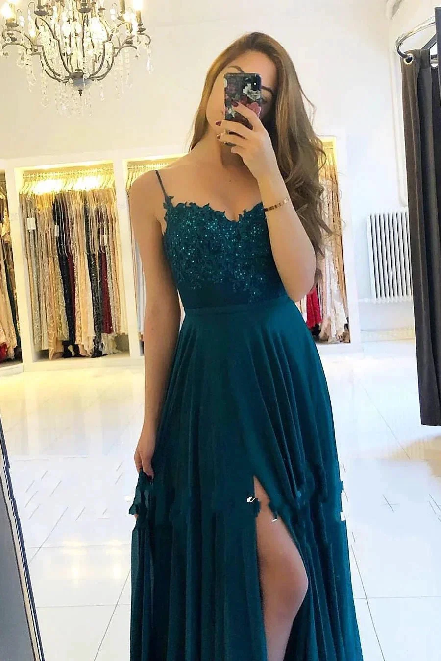 Long A-Line Sweetheart Chiffon Prom Dress With Slit - Image 3