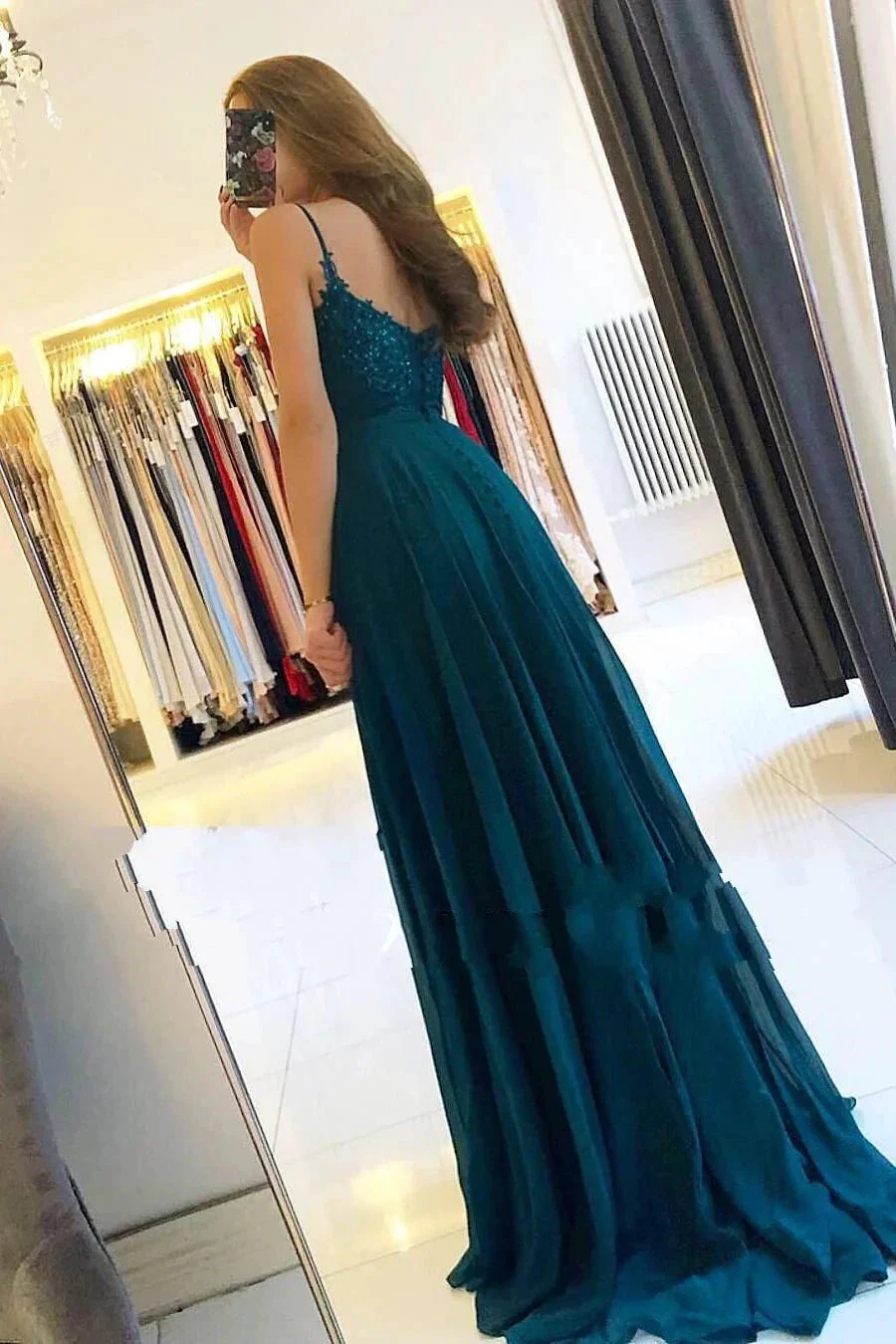 Long A-Line Sweetheart Chiffon Prom Dress With Slit - Image 4