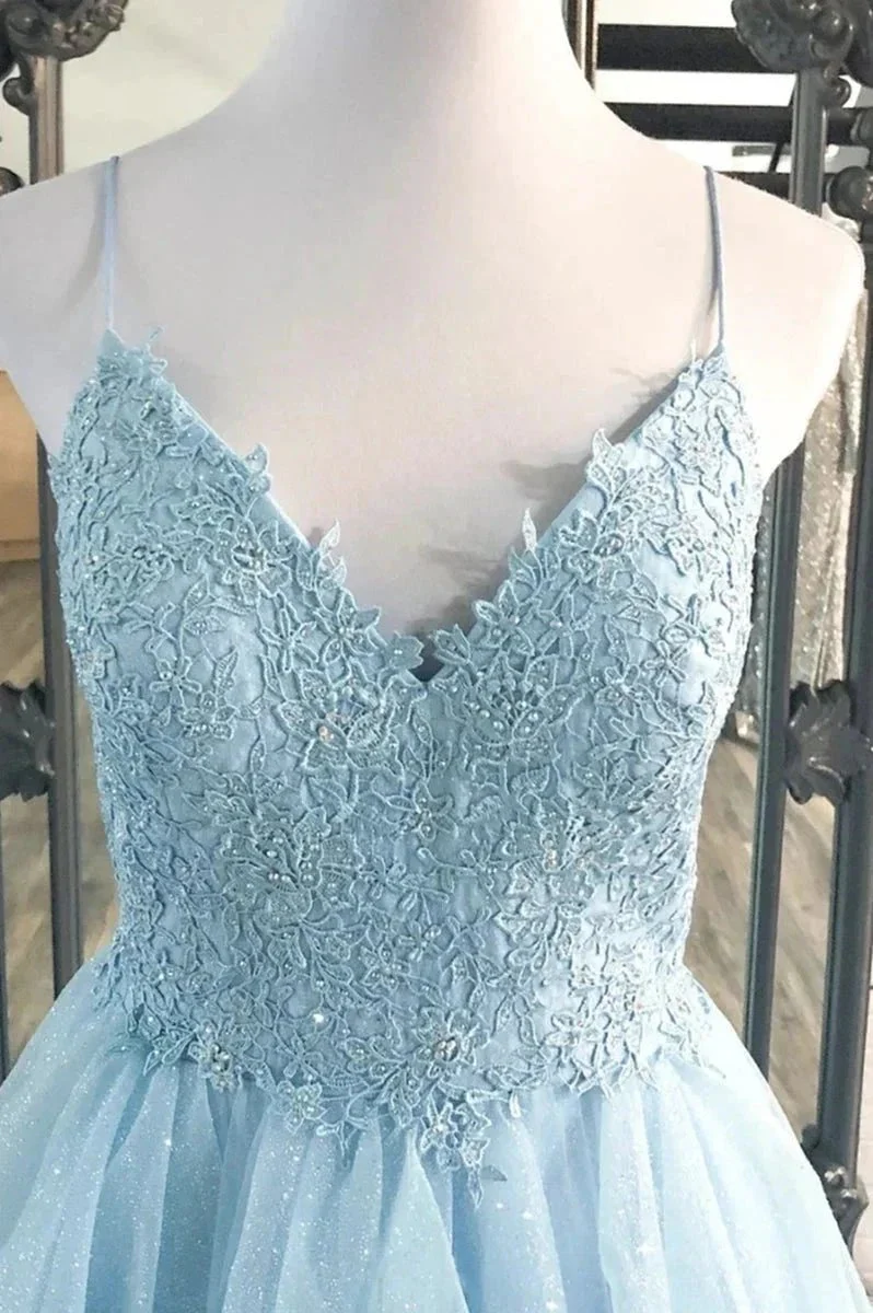 Long A-line Sweetheart Fluffy Tulle Lace Prom Formal Dresses - Image 2
