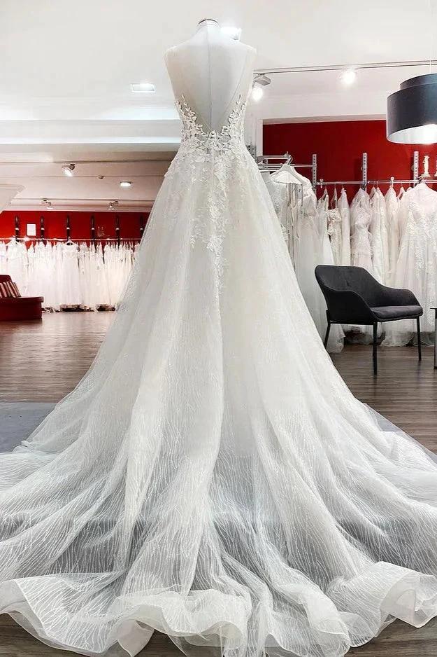 Long A-line Sweetheart Tulle Open Back Wedding Dress - Image 2