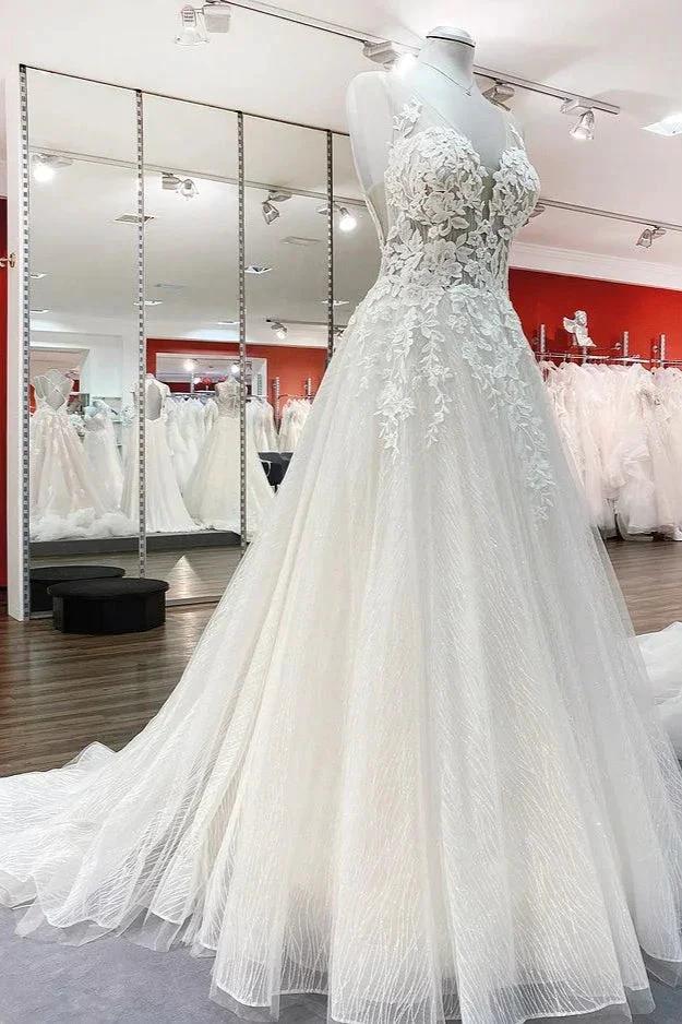 Long A-line Sweetheart Tulle Open Back Wedding Dress - Image 3