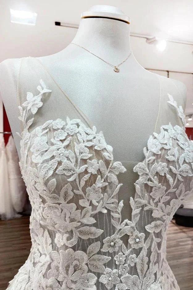 Long A-line Sweetheart Tulle Open Back Wedding Dress - Image 4