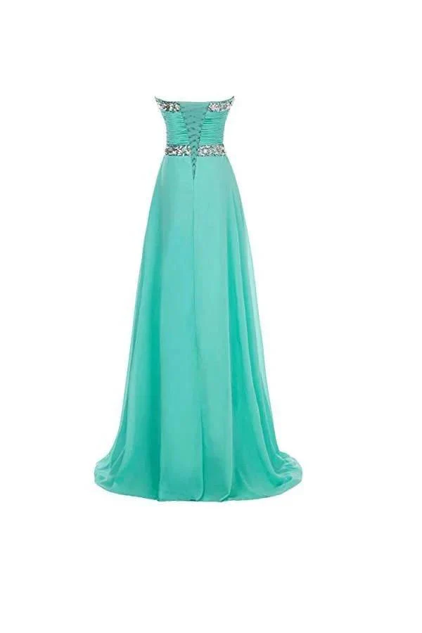 A-line Long Chiffon Prom Dress Evening Gown Crystal Beaded PG250 - Image 2