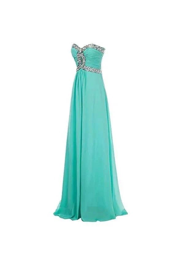 A-line Long Chiffon Prom Dress Evening Gown Crystal Beaded PG250 - Image 3