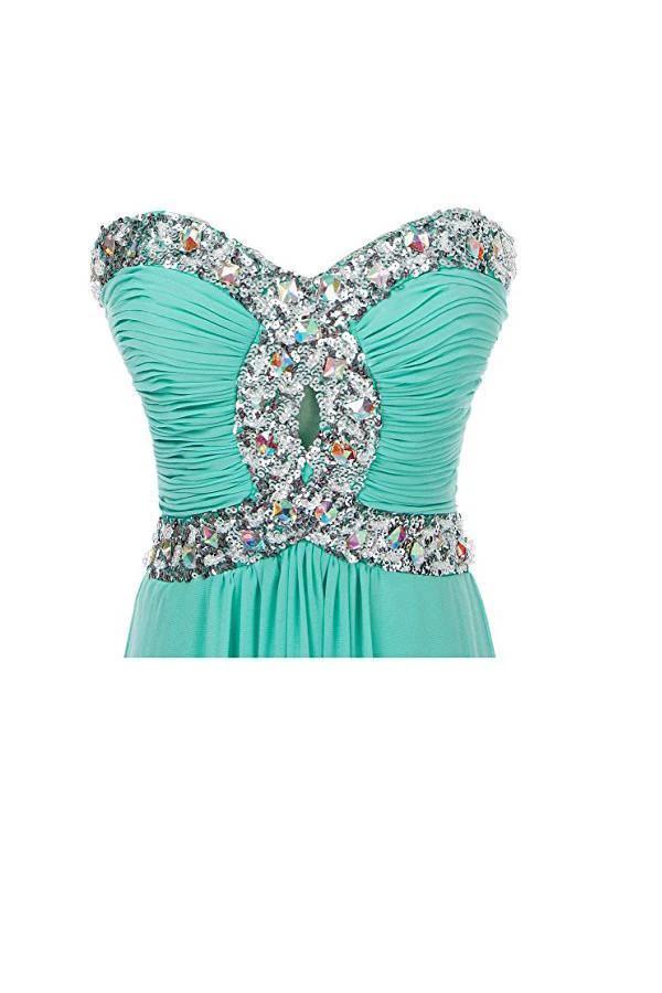 A-line Long Chiffon Prom Dress Evening Gown Crystal Beaded PG250 - Image 4