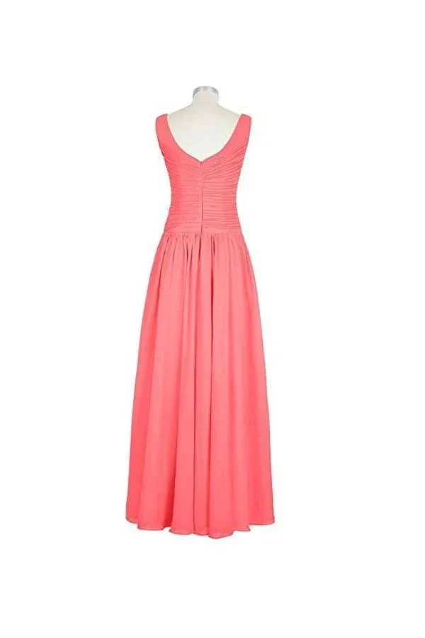 Long Chiffon Straps V-neck Bridesmaid Dresses BD013 - Image 3