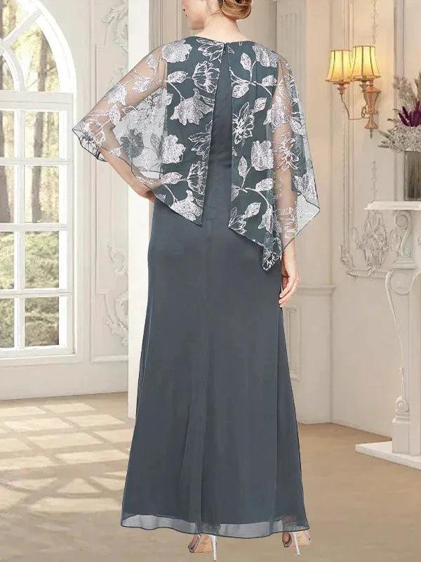 Long Glitter Mesh Dress with Novelty Asymmetric Overlay Bodice - Image 2